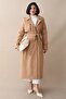 Camel Cashmere Coat with Single Flap Pocket and Belt - 3