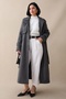 Anthracite Cashmere Coat with Single Flap Pocket and Belt - 5