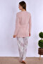 100% Cotton Maternity & Postpartum Pajama Set with Nursing Detail |   Adjustable Waist Effortt - Powder - 3