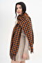 Houndstooth Patterned Wool Winter Scarf - Orange - 5