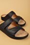 Men's Genuine Leather Special Velcro Slippers with Removable Soles Rl.5300 Black - 3