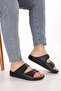 Men's Genuine Leather Special Velcro Slippers with Removable Soles Rl.5300 Black - 7