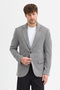 Dorra Men's Gray Cotton Blend Stretch Fabric Dobby Mono Collar Sport Slim Fit Blazer Jacket