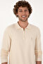 Men's Slim Fit Half Zip Polo Collar Cream Sweater 50308569-Vr256 - 2