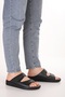 Men's Genuine Leather Special Velcro Slippers with Removable Soles Rl.5300 Black - 4