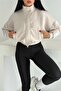 Women's Beige Zippered Buttoned Modal Fabric Premium Crop Jacket - 2