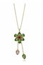Green Stone Flower Necklace - Gold Color Steel - 3