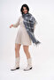 Wool Geometric Pattern Winter Scarf - Gray - 2