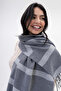 Wool Geometric Pattern Winter Scarf - Gray - 6