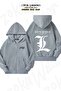 Unisex Logo L V2 Death Note Printed Oversized Back Printed Zip Hooded Cardigan
