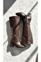 Melinta Black Zippered Buckle Detailed Brown Boots - 3