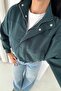Women's Green Zippered Buttoned Modal Fabric Premium Crop Jacket
