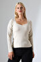 Women's Collar Detail Long Sleeve Knitwear Blouse
