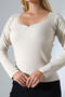 Women's Collar Detail Long Sleeve Knitwear Blouse - 6