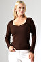 Women's Collar Detail Long Sleeve Knitwear Blouse