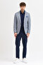 Piramo Men's Navy Blue Polyviscon Fabric Elbow Slim Fit Sports Blazer Jacket - 4