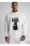 Sweatshirt Oversized Unisex Crew Neck No Means No Cat Print - 2