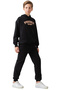 Boy's Phonix Written Tracksuit with Phoenix Detail on the Back, Kangaroo Pocket, Hooded Black Color Tracksuit Set - 4