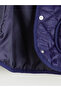 Crew Neck Quilted Patterned Girl's Coat - 3