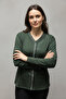 Women's Front Closed Button Detail Stone-Embellished Narcissus Seasonal Bluse - 3