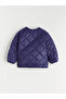 Crew Neck Quilted Patterned Girl's Coat - 5