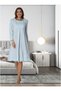 Women's Blue Nursing-Friendly Lace Detailed Long Sleeve Maternity Nightgown (Effortt) - 2