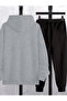 Men's Leaf Patterned Hooded Tracksuit Set - 2