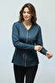 Women's Front Closed Button Detail Stone-Embellished Narcissus Seasonal Bluse - 4
