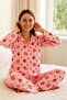 Women's Pajama Set Buttoned All over Fabric Milan Strawberry Patterned - 2