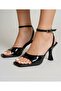 Stylish Design Women's Black Heeled Shoes Ankle-Tie - 2