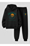 Boy's Hooded Set Basket Potasi Printed 3 Thread Ş Fleece-Lined Sweatshirt - Tracksuit Set