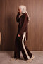 Women's Oversized Plain Woven Slit Hijab Knitwear Set 3115 - 3