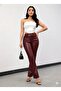 Women's High Waist Pocket Leather Pants - 2