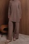 Women's Oversized Hair Braid Pattern Trouser Hijab Knitwear Set 3116