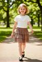 Girl's Ruffle Collar Ribbed Top and Layered Skirt Set, High Quality, Stylish, Comfortable, Casual