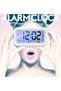 M899 Thermometer Clock, LCD, With Night Light, White - 7