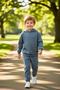 Boys' Hooded Sweatshirt and Sweatpants Two-Piece Set Comfortable Casual Wear Good Quality