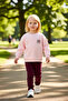 Girls' Cotton Oversized Crew Neck Slogan Top and Wide Leg Bottom Set Quality Stylish