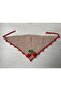 Handmade Elegance: Cream Beige Cherry Detailed Crochet Bandana, Knitted Hair Accessory - 3