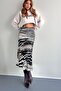 Zebra Pattern Verev Viscose Satin Fabric Midi Length Skirt - 4