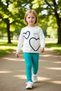 Girl's Heart Pattern Cotton Crew Neck Long Sleeve Top and Leggings Set Quality Stylish Comfortable
