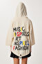 Printed Hooded Raw Linen Jacket Lsa0018 Cream - 6