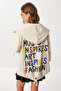 Printed Hooded Raw Linen Jacket Lsa0018 Cream - 3