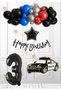 Police Themed Birthday Police Car Foil Balloon Black Red Silver Blue Balloon 3 Years Old