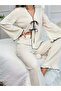 Women's white tie-front pajama set - 4