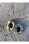 BlacK Stone DeTailed Flower Earrings - 2