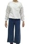 Girl's Tulle Sleeve Rose Detailed Sweatshirt and Wide Leg Jeans Set - 2