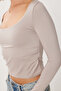 Drawstring Crop Knitted Blouse Lub0267 Vi̇zon - 4