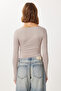 Drawstring Crop Knitted Blouse Lub0267 Vi̇zon - 5