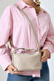 Beige Women's Leather Knitted Patterned Shoulder and Hand Bag – Casual, Stylish and Trendy Model - 6